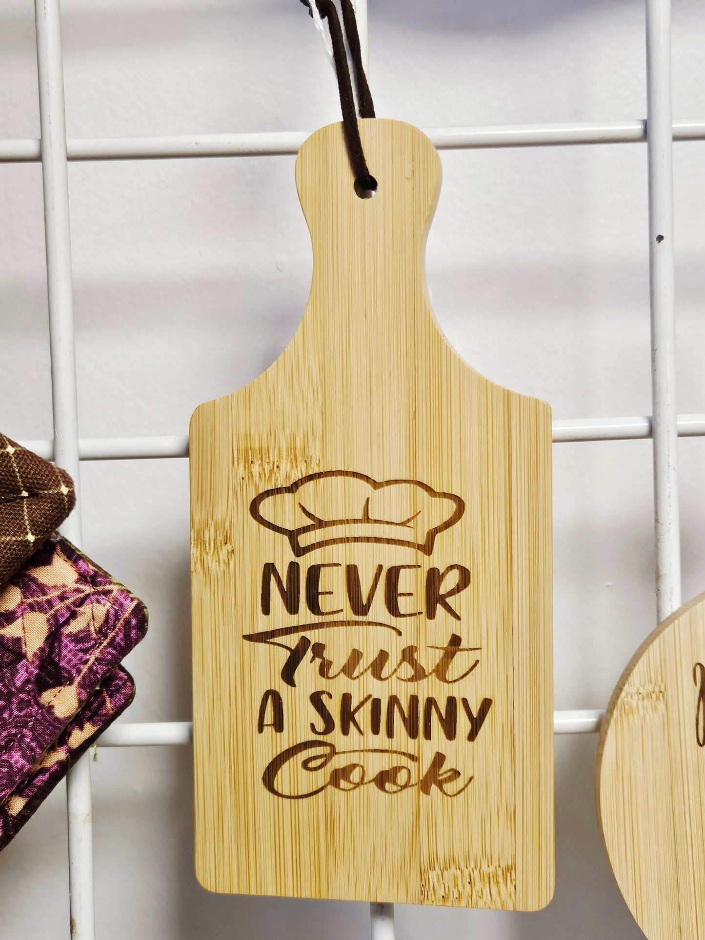 Never Trust A Skinny Cook Mini Paddle Cutting Board