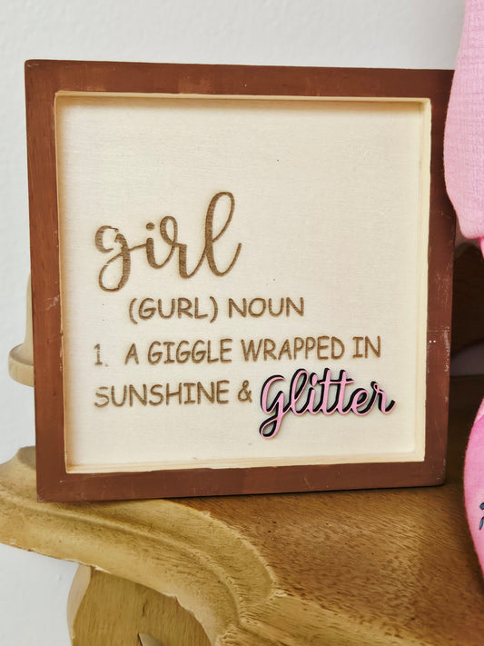 Girl Noun Square Box Sign