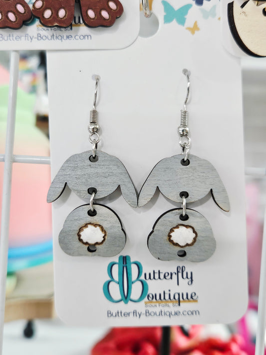 Grey Bunny Butt Earrings