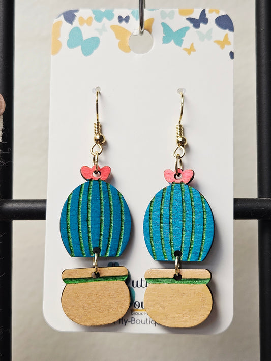 Cactus with Brown Pot Earrings