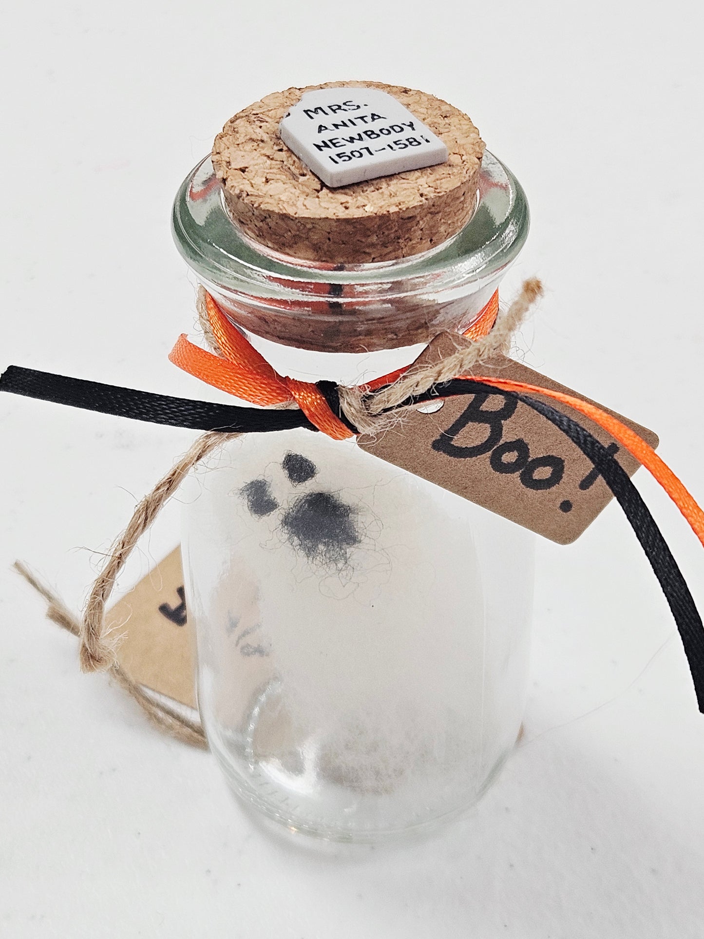 Needle Felted Ghost in Glass Jar