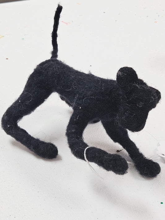 Black Needle Felted Jaguar