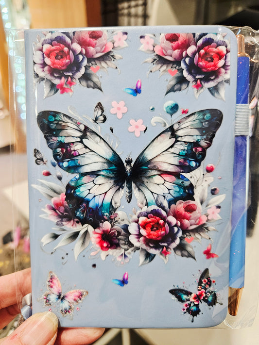 Blue Butterfly Small Notebook w/Pen