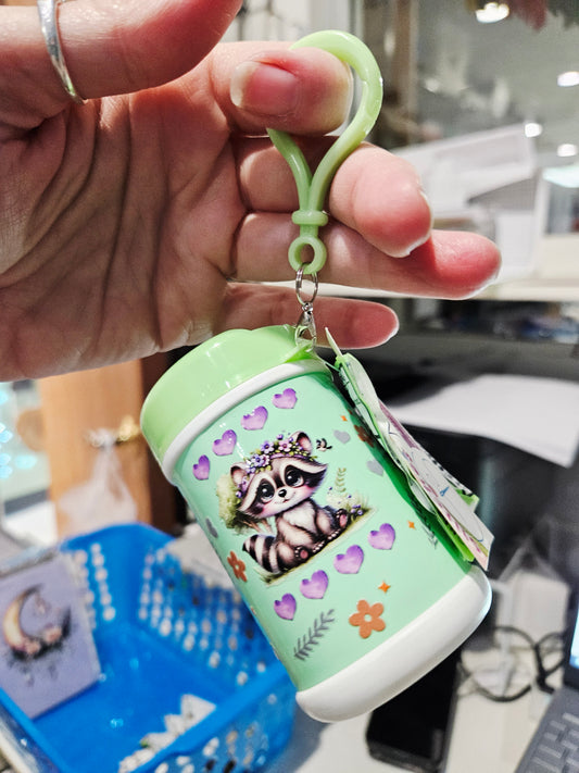 Raccoon Sanitizer Wipes Keychain