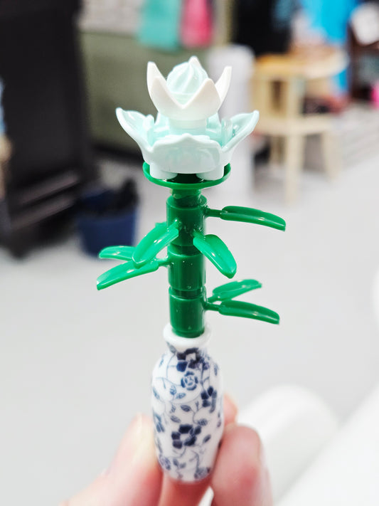 Mini Flower Plant - Blue/White Vase, Aqua Flower