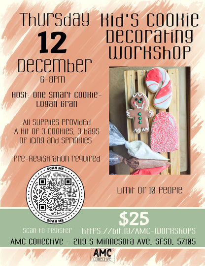 12/12/24, 6-8pm, Kid's Cookie Decorating Workshop