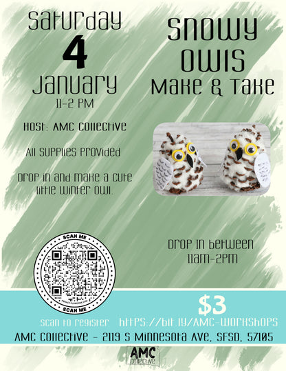 Snowy Owl Make & Take, 1/4/2025, 11-2pm