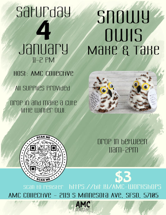 Snowy Owl Make & Take, 1/4/2025, 11-2pm