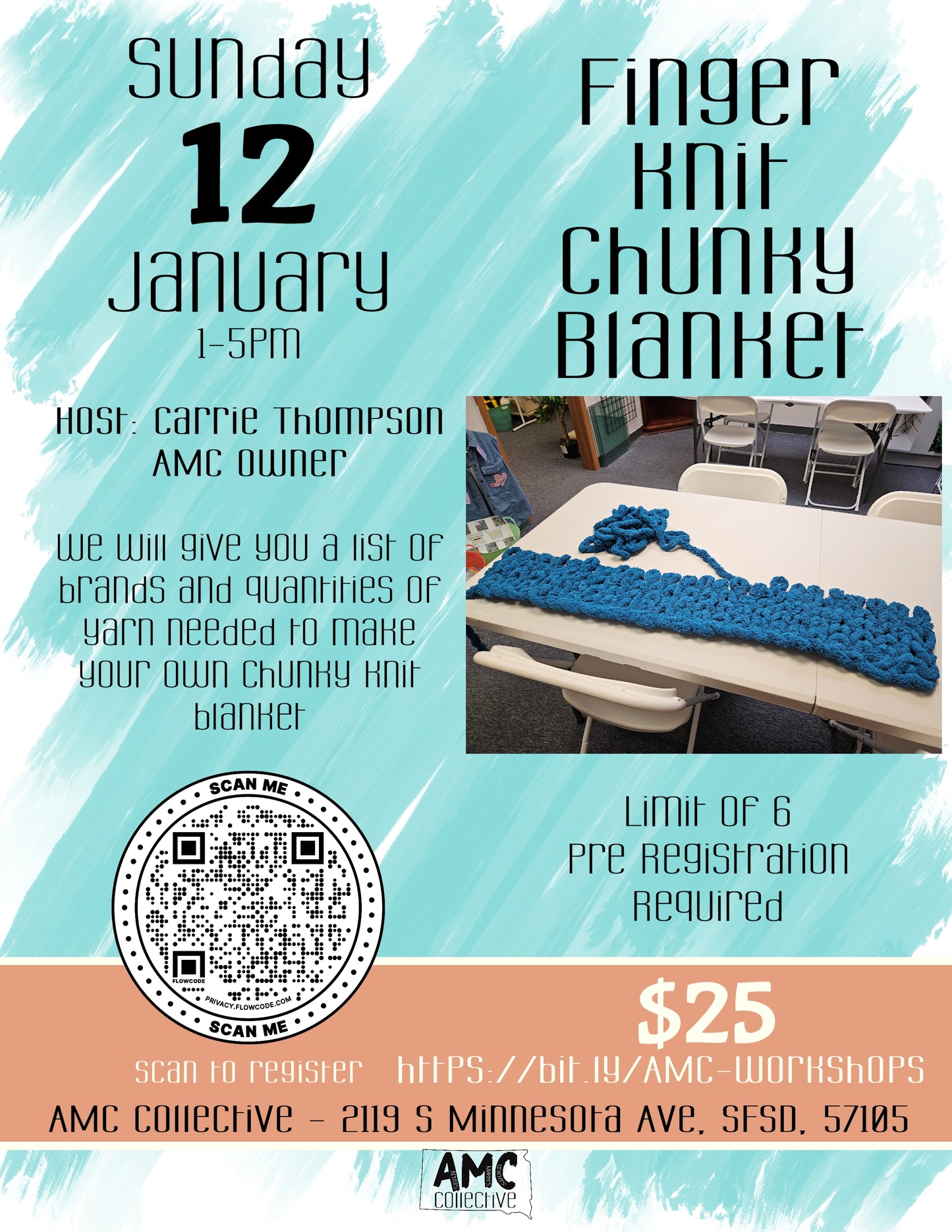 Finger Knit Chunky Blanket Workshop - 1/12/25, 1-5pm