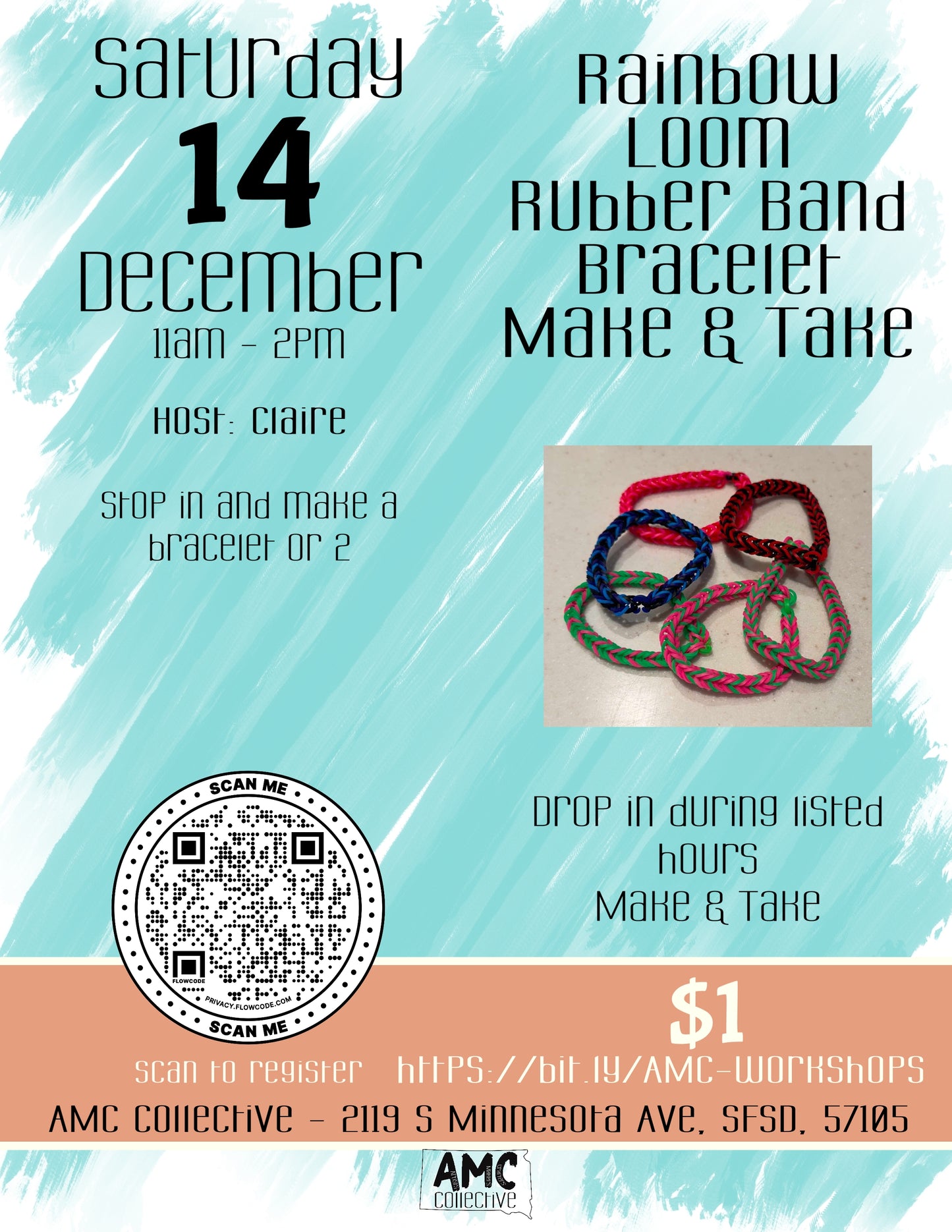 12/14/24, 11am-2pm, Rainbow Loom Bracelet Make & Take