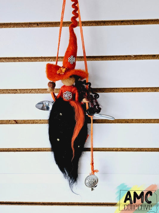 Orange & Black Felt Kitchen Witch