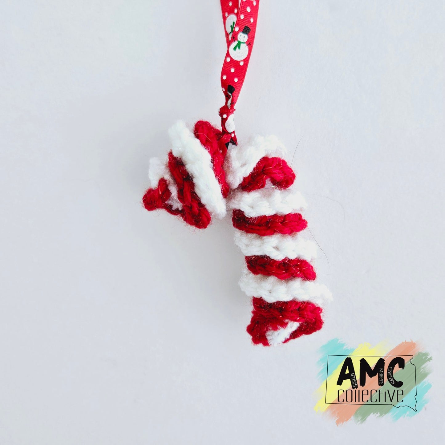 Yarn Candy Cane Ornament