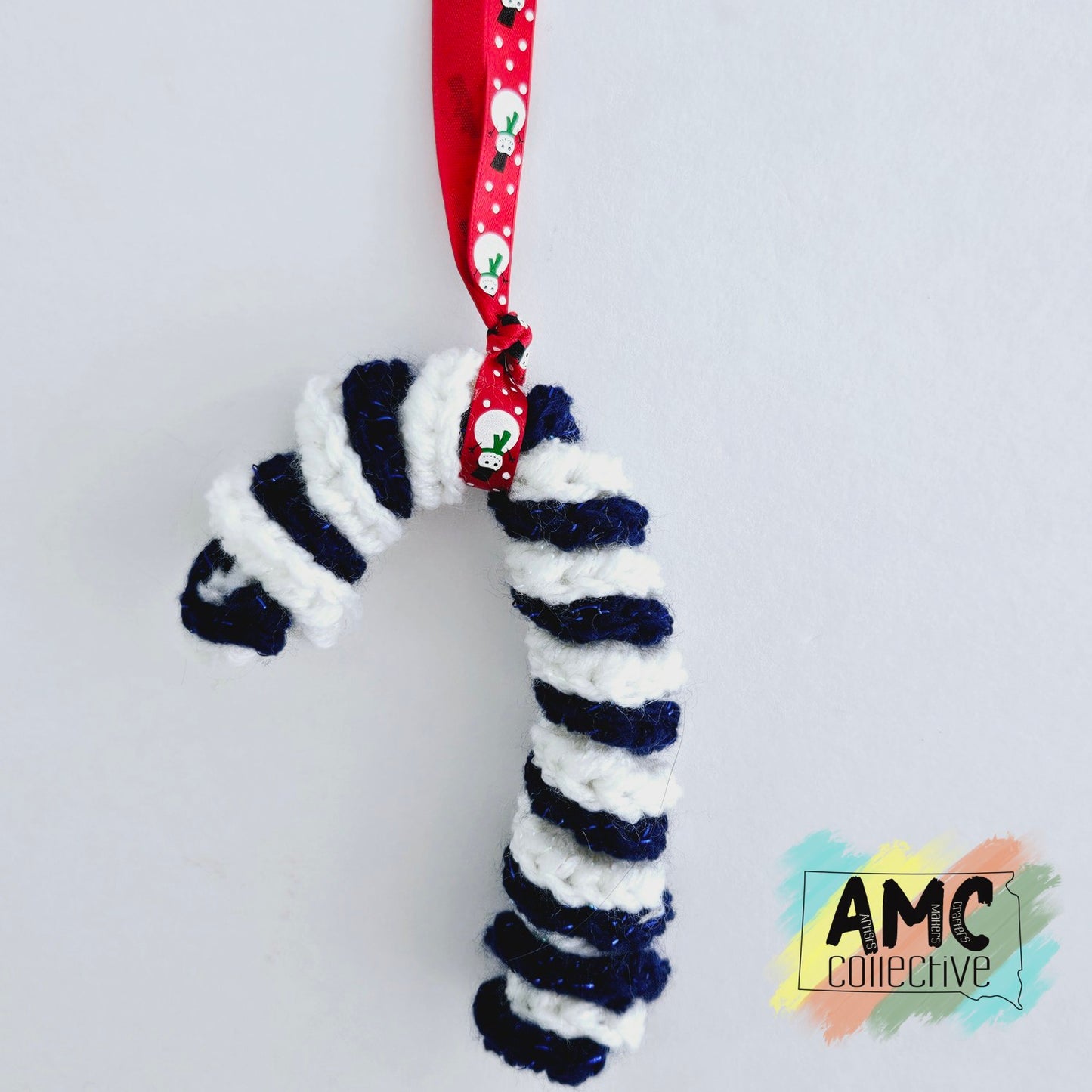 Yarn Candy Cane Ornament