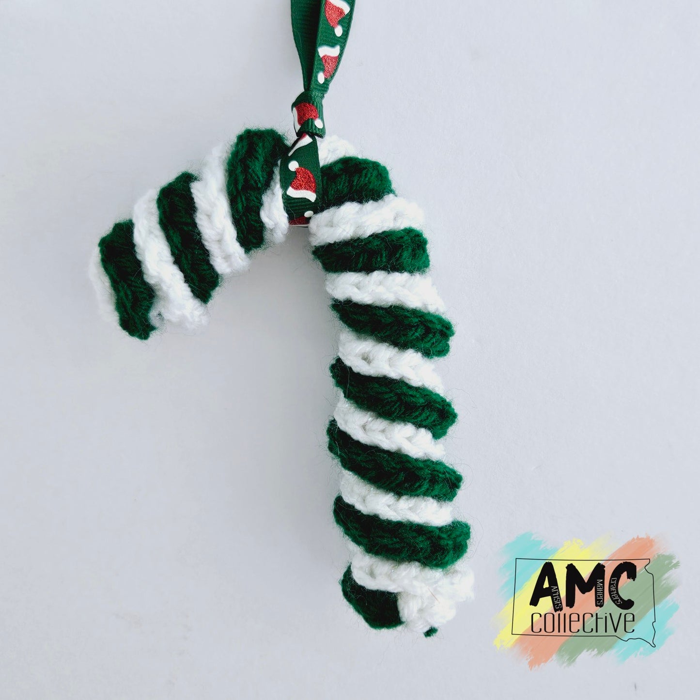 Yarn Candy Cane Ornament