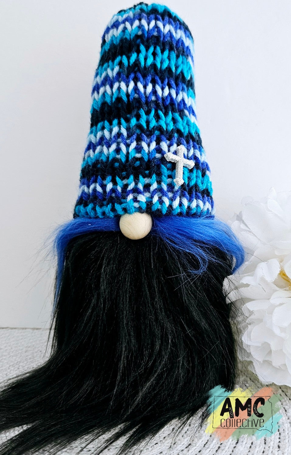 Blue and Black Gnome with Cross