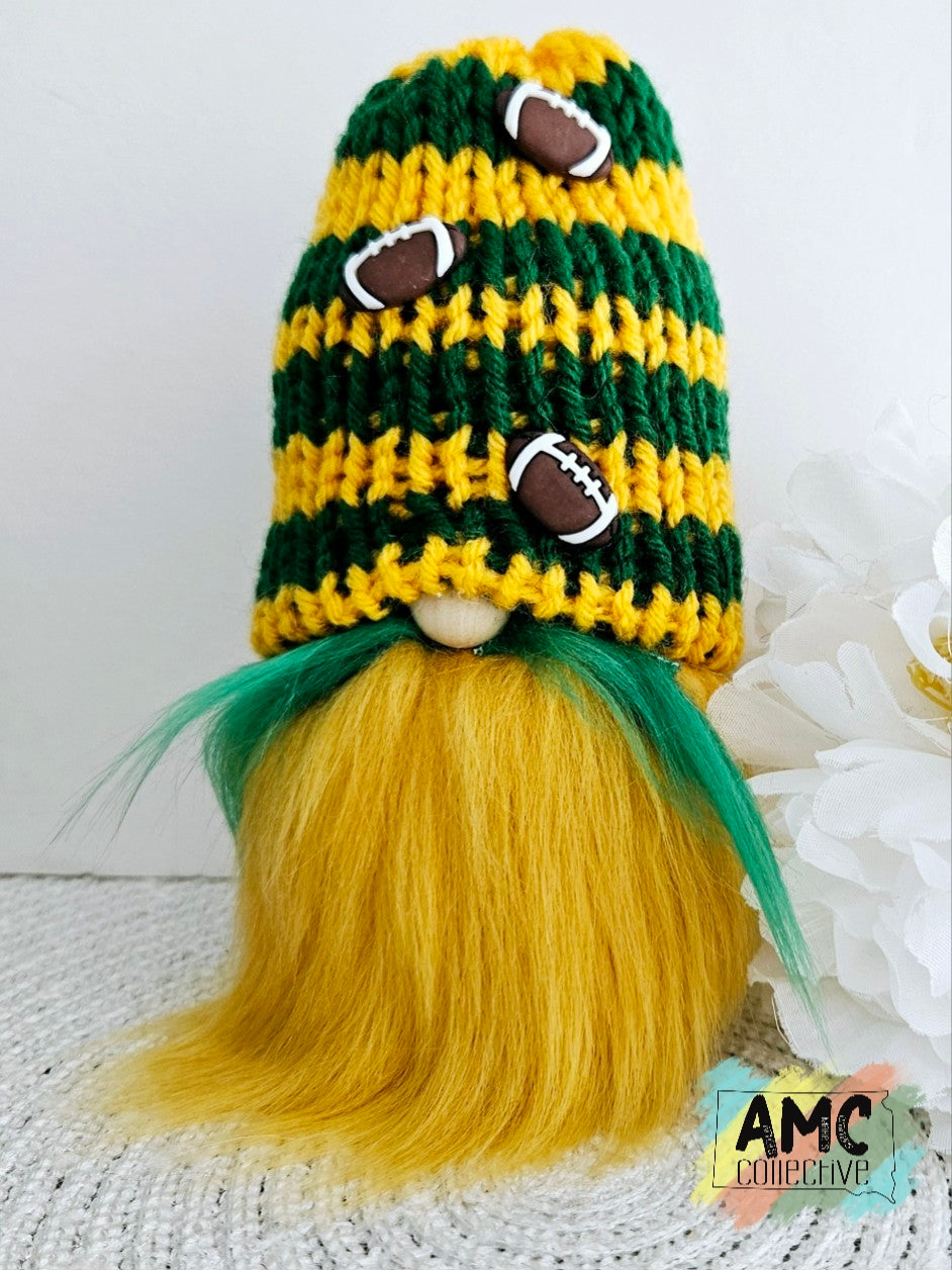 Green and Gold Football Gnome - Gold Beard