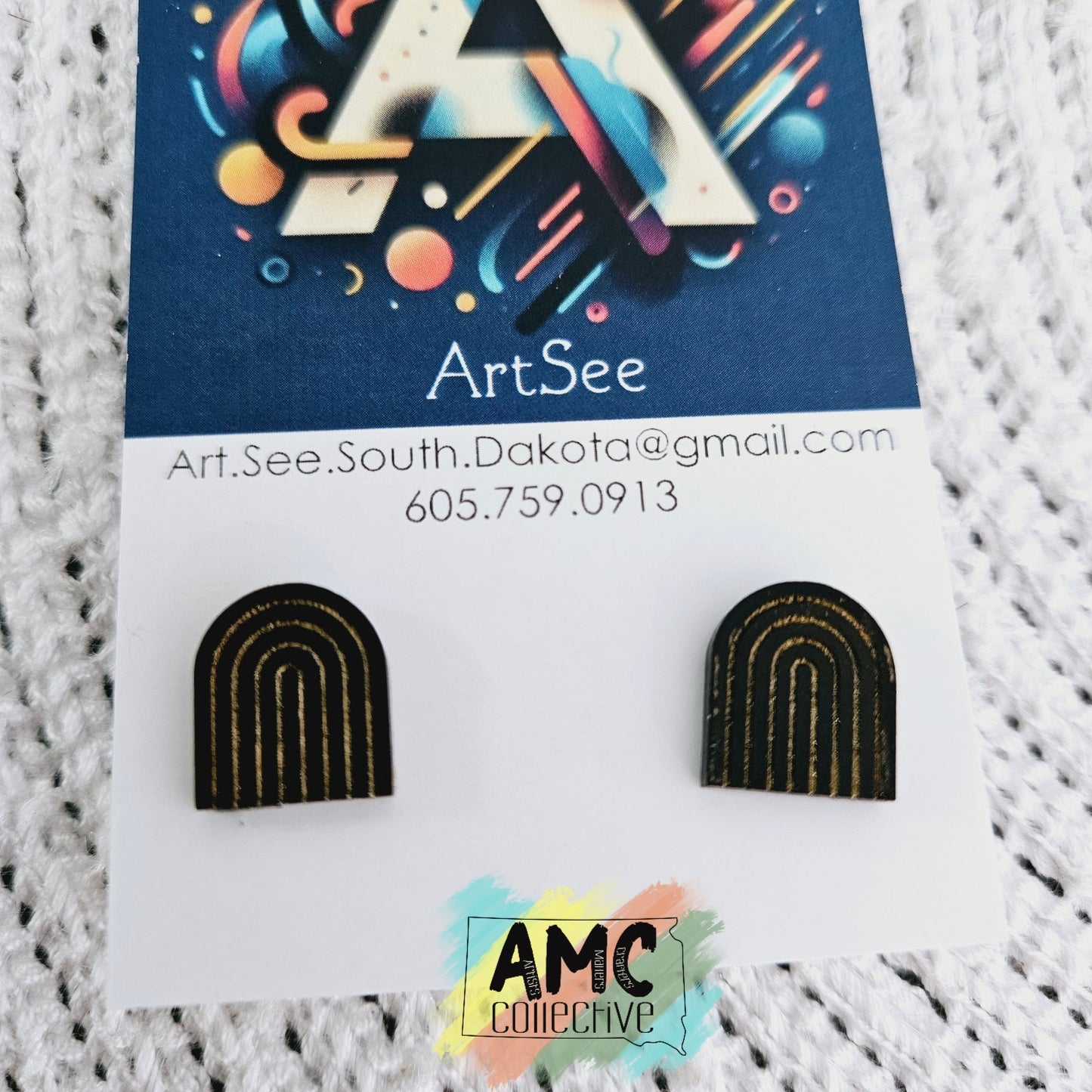 Black Rainbow Stud Earrings