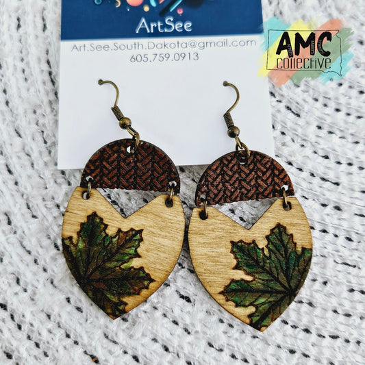 Acorn Shape Wood Earrings