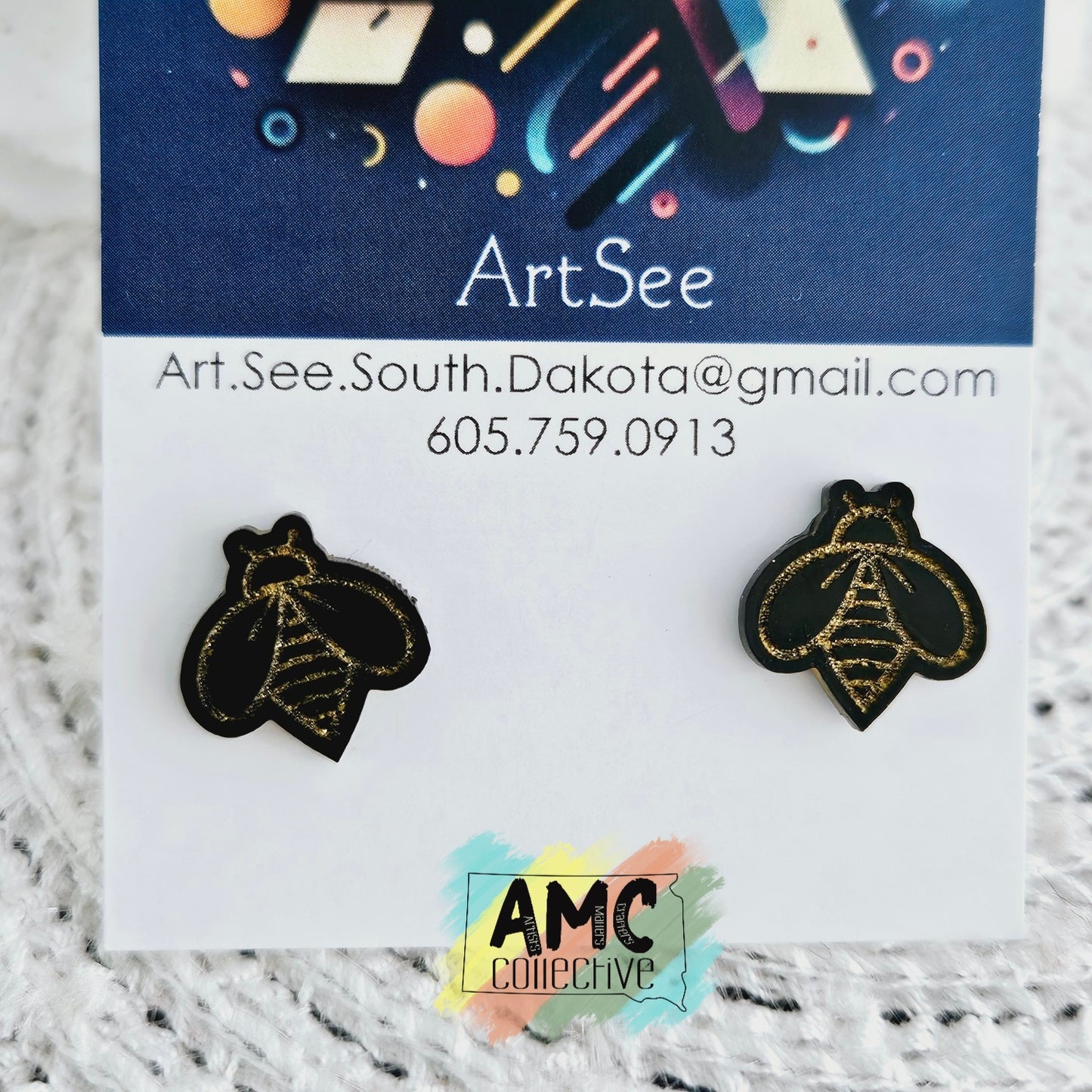 Black Bee Stud Earrings