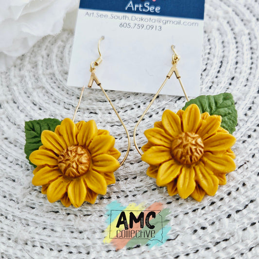 Sunflower Clay Earrings