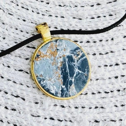 Blue Marble Medallion Necklace