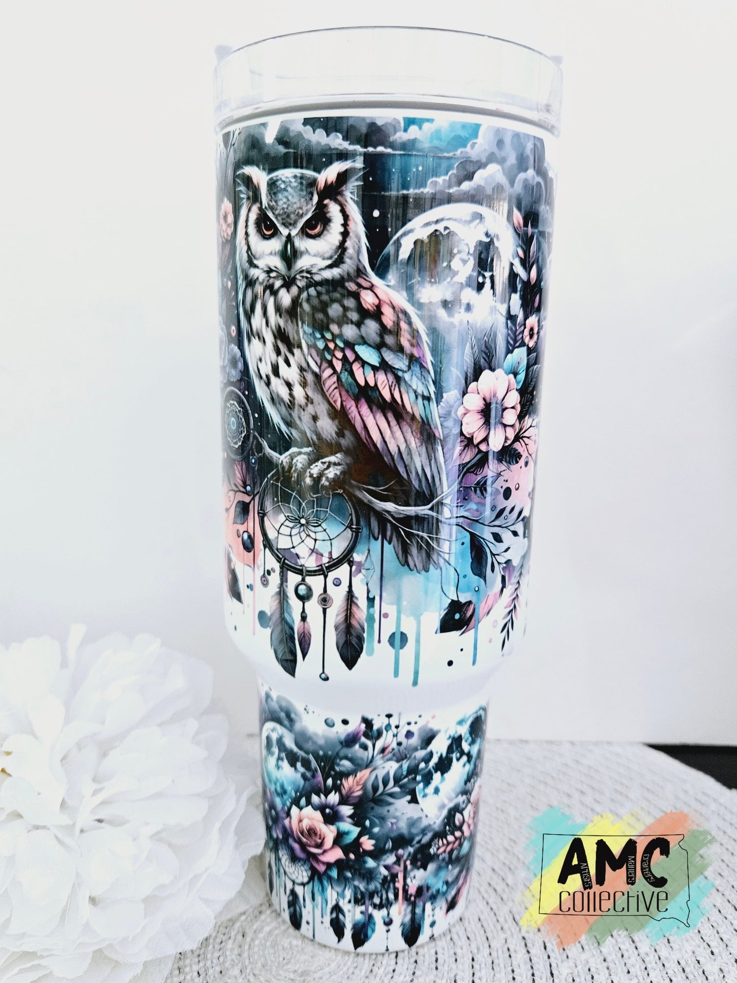 Owl and Dreamcatcher Handled Tumbler