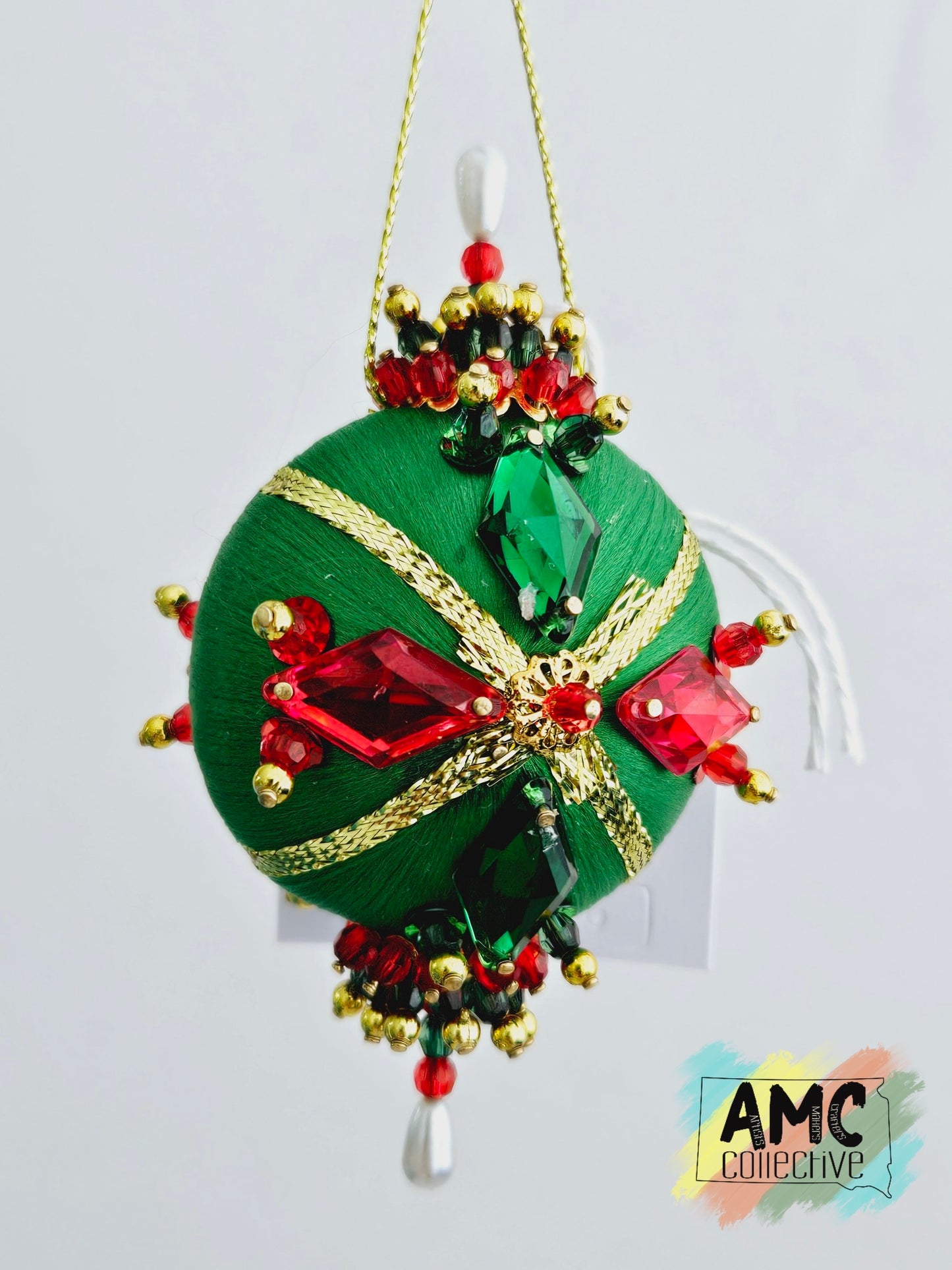 Green Satan Disc Ornaments with Beads