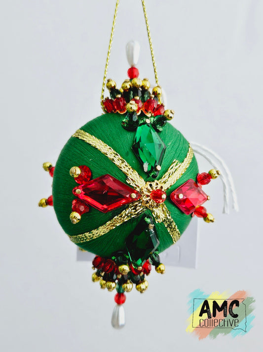 Green Satan Disc Ornaments with Beads