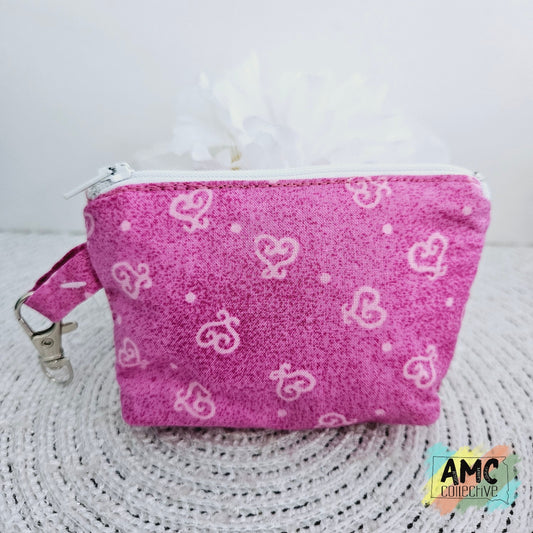 Pink Heart Zipper Pouch