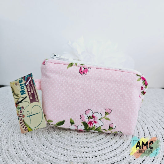 Pink Floral Zipper Pouch