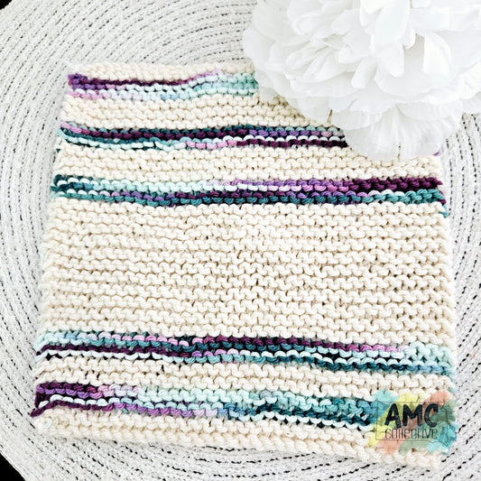 Purple & White Knit Dish Cloth