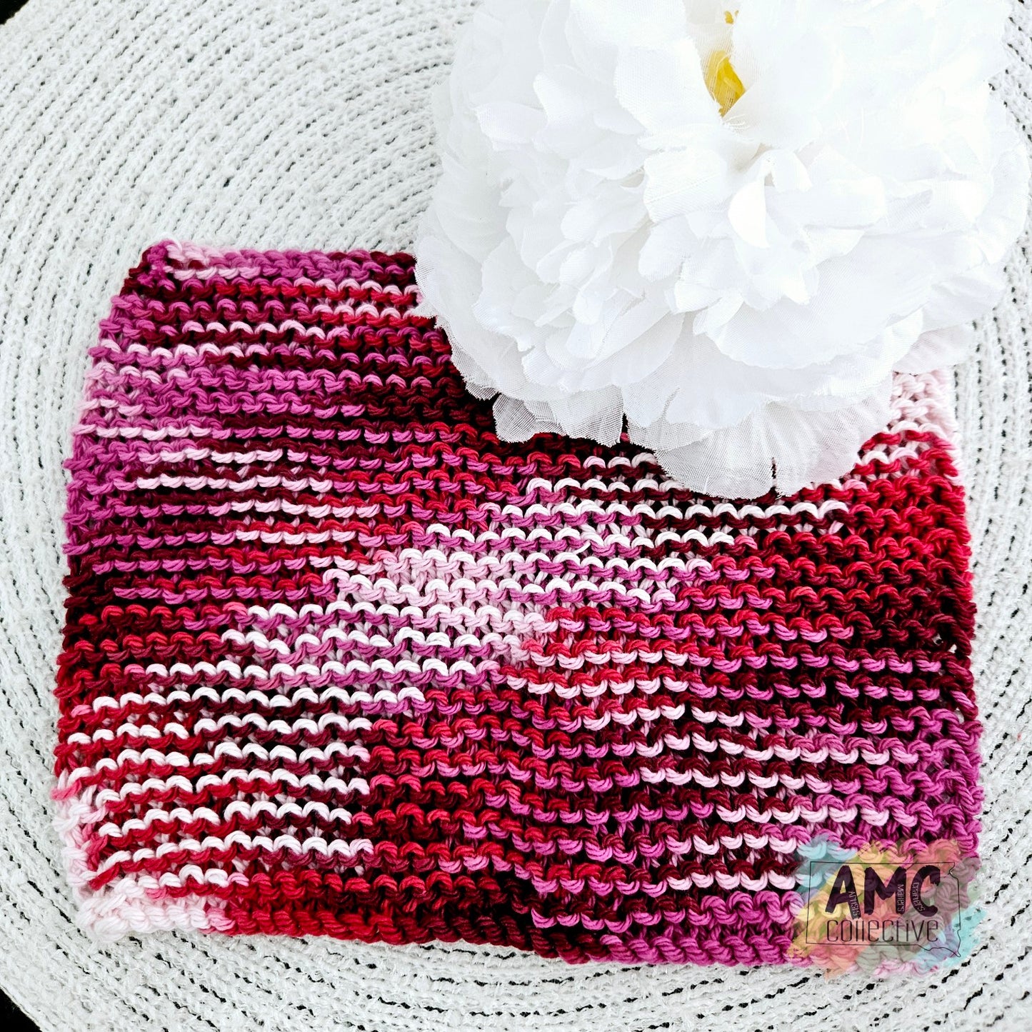 Red/Pink Knit Dishcloth