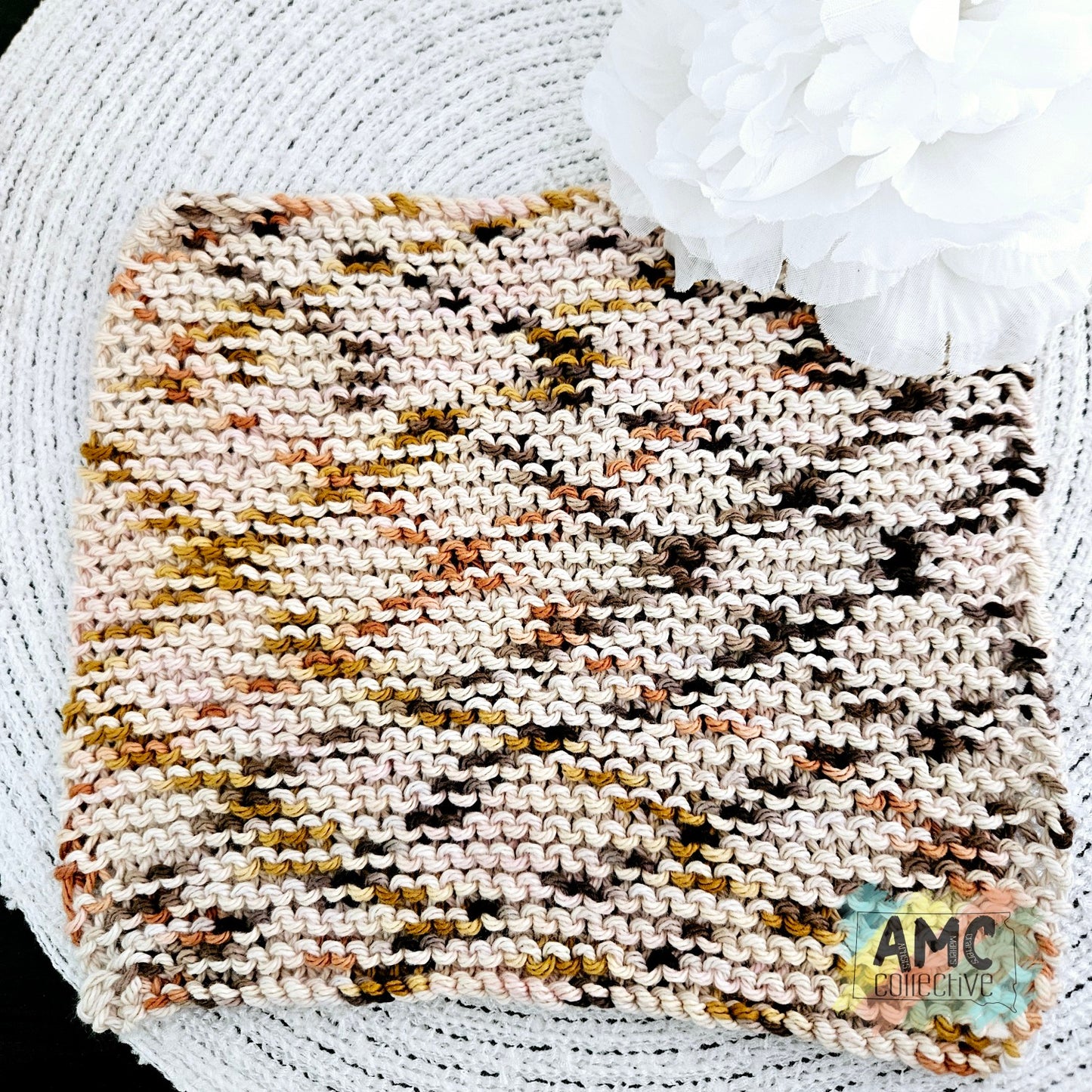 Calico Brown Knit Dish Cloth