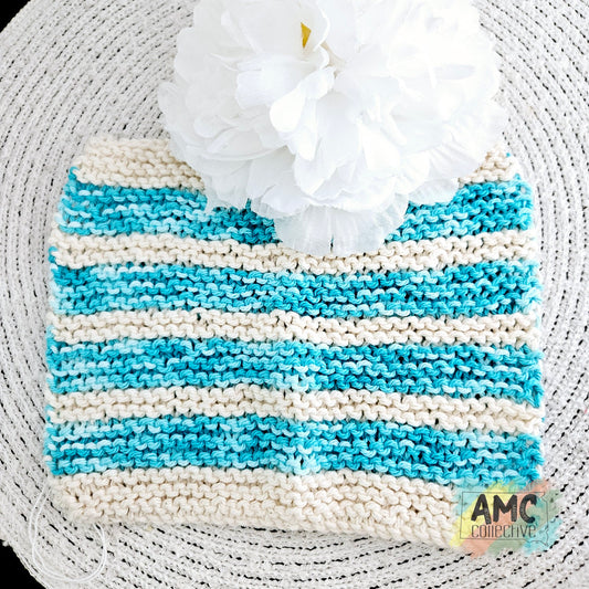 Blue and White Knit Dish Cloth