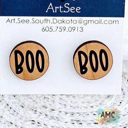 BOO Wooden Earrings