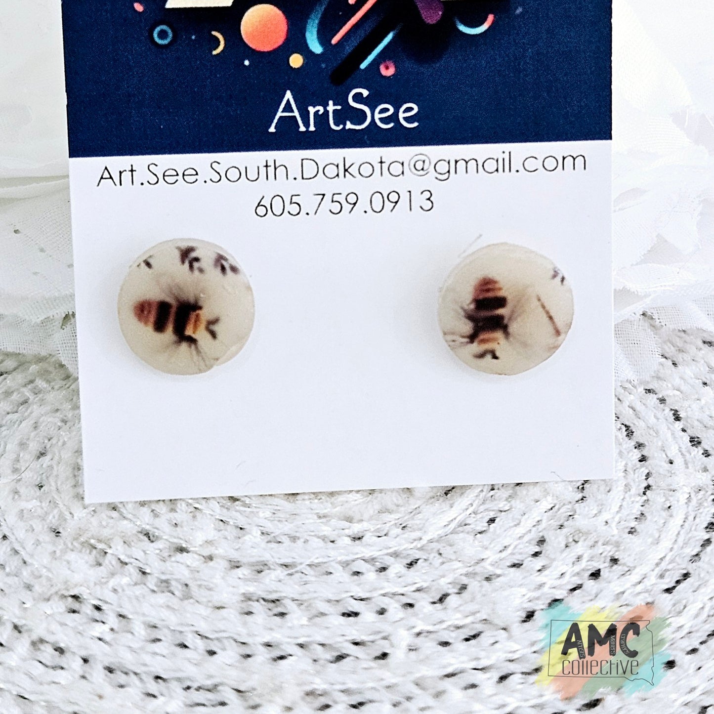 Floral and Bee Stud Earrings