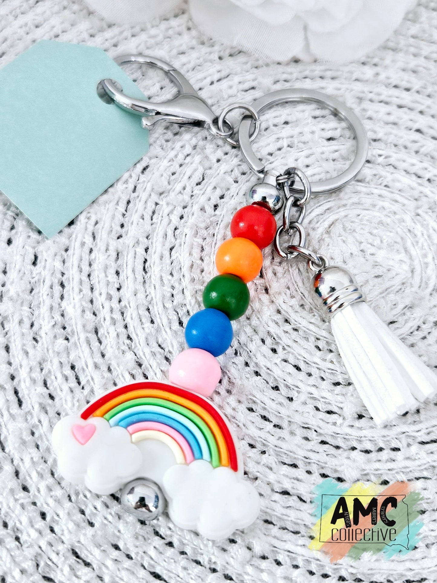 Rainbow Beaded Keychain