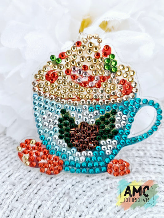 Blue Coffee Cup Diamond Ornament