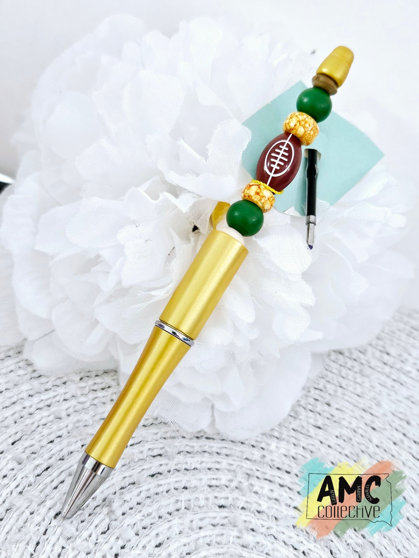 Green/Gold Football Beaded Pen