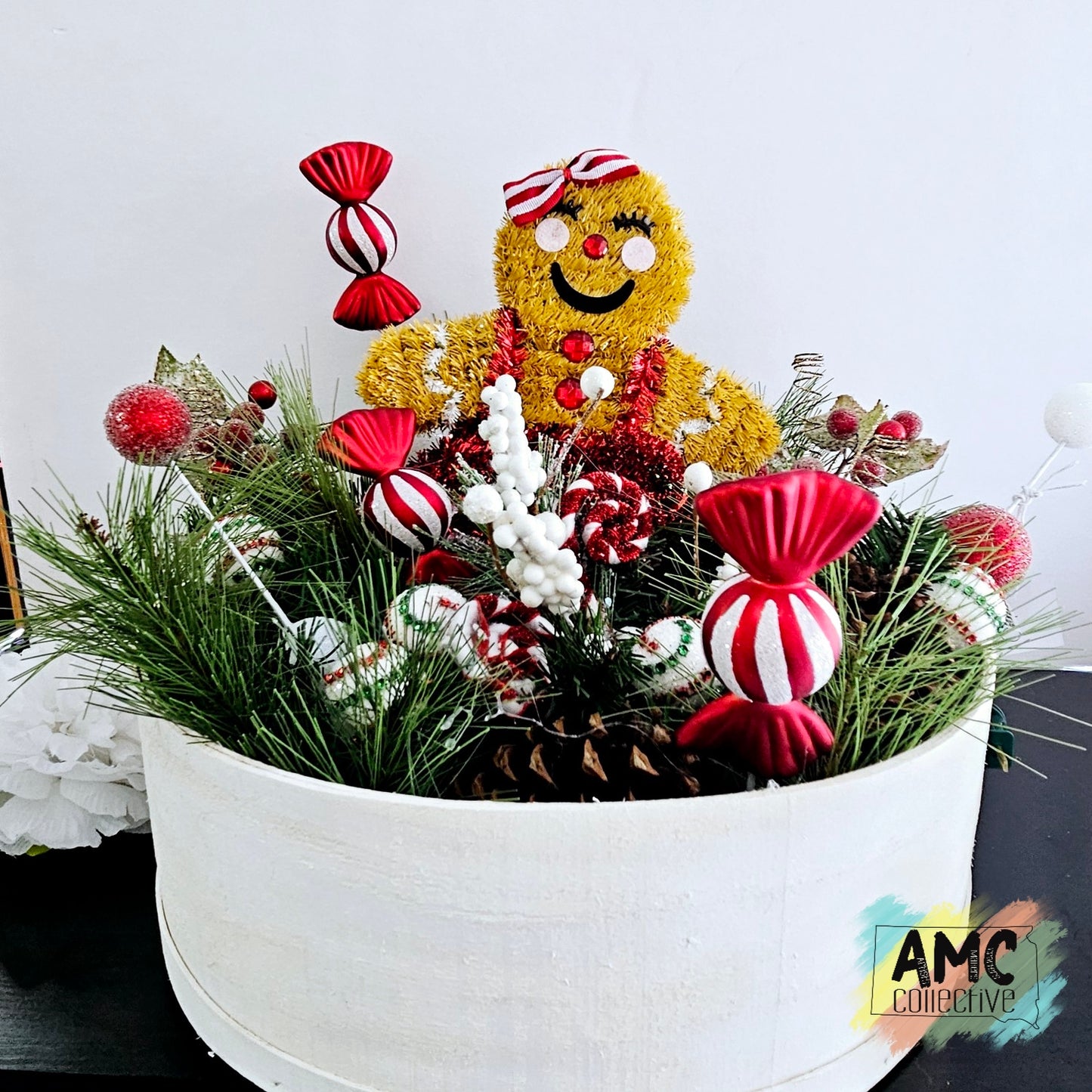 Lighted Gingerbread Christmas Basket