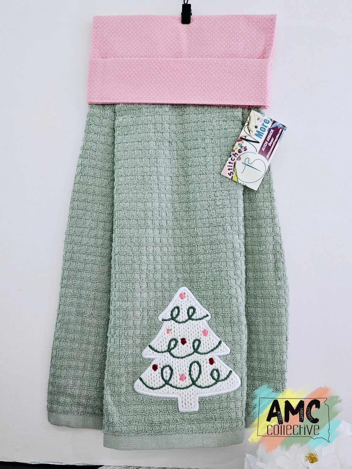 Pink/Green Christmas Towel