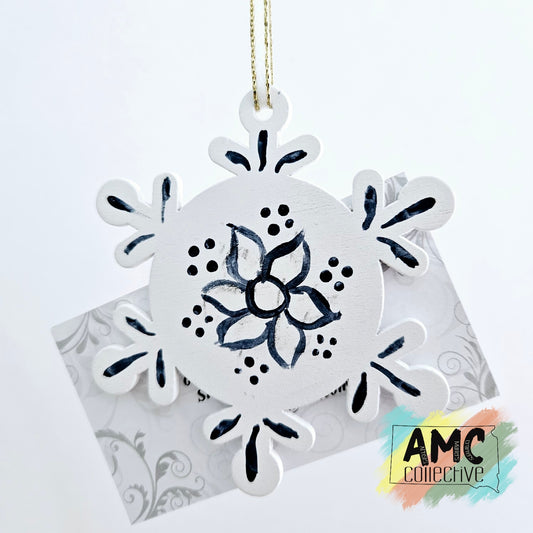 Rosemaled Snowflake Ornament