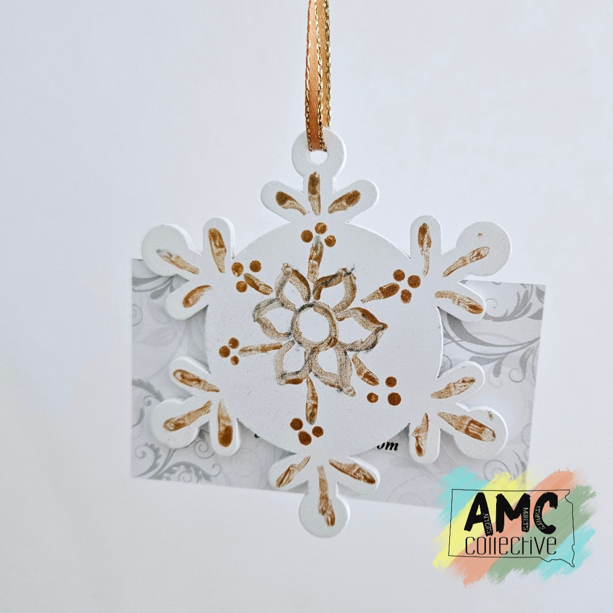 Rosemaled Snowflake Ornament - Gold