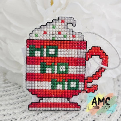 Coffee Cup Christmas Cross Stitch Magnets