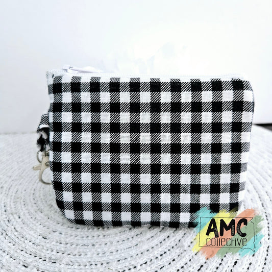 Black & White Check Zipper Pouch