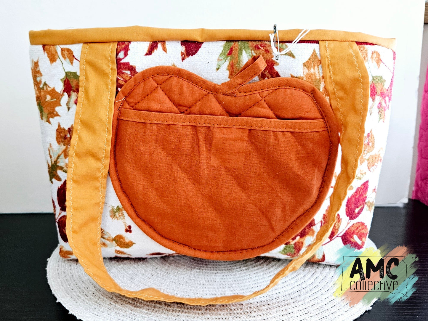 Fall Leaves Tote Bag with Pumpkin Pocket