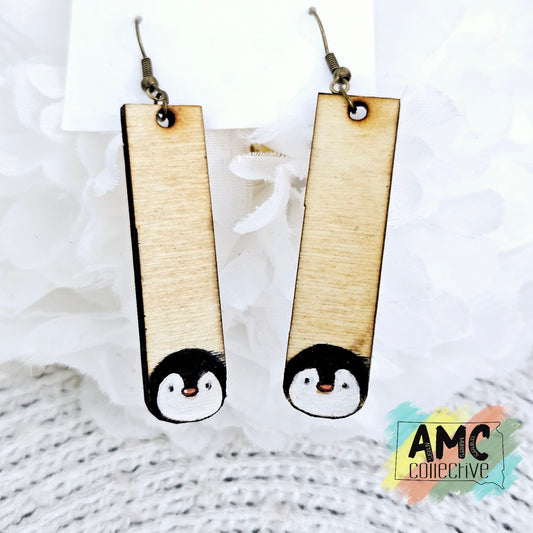 Penguin Wood Earrings