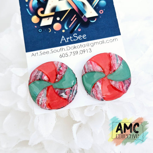 Peppermint Acrylic Stud Earrings