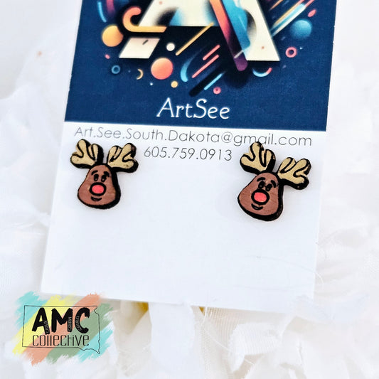 Reindeer Head Stud Earrings