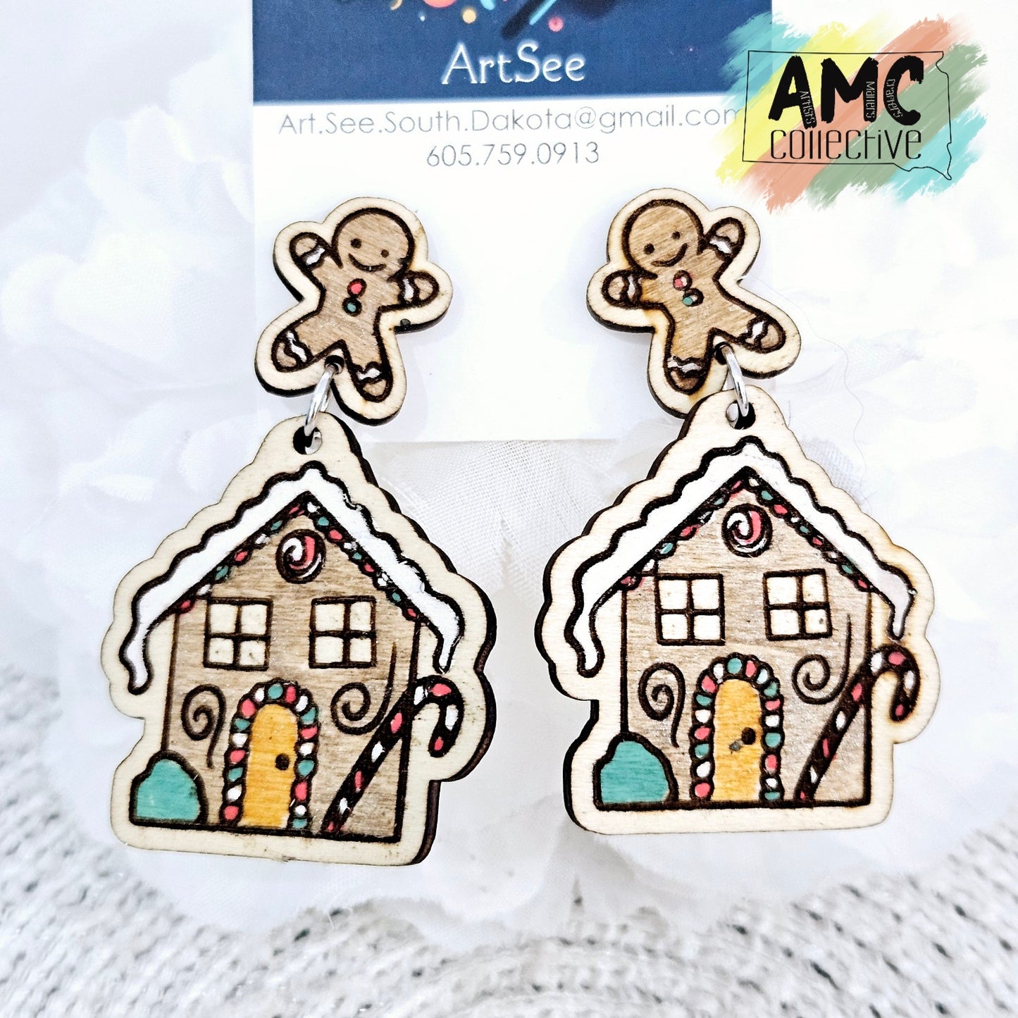 Gingerbread House Christmas Earrings